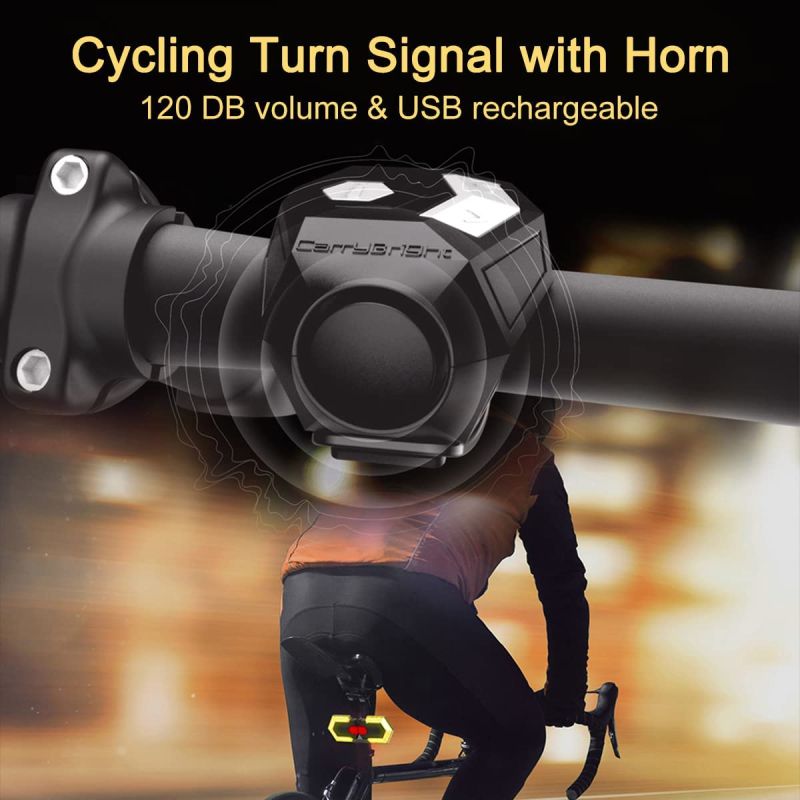 CarryBright CBX4 Fahrrad-Blinkerlicht mit Hupe, wasserdichtes Fahrrad-Vorder-Rücklicht, Sicherheitswarnlicht, intelligente kabellose Fernbedienung