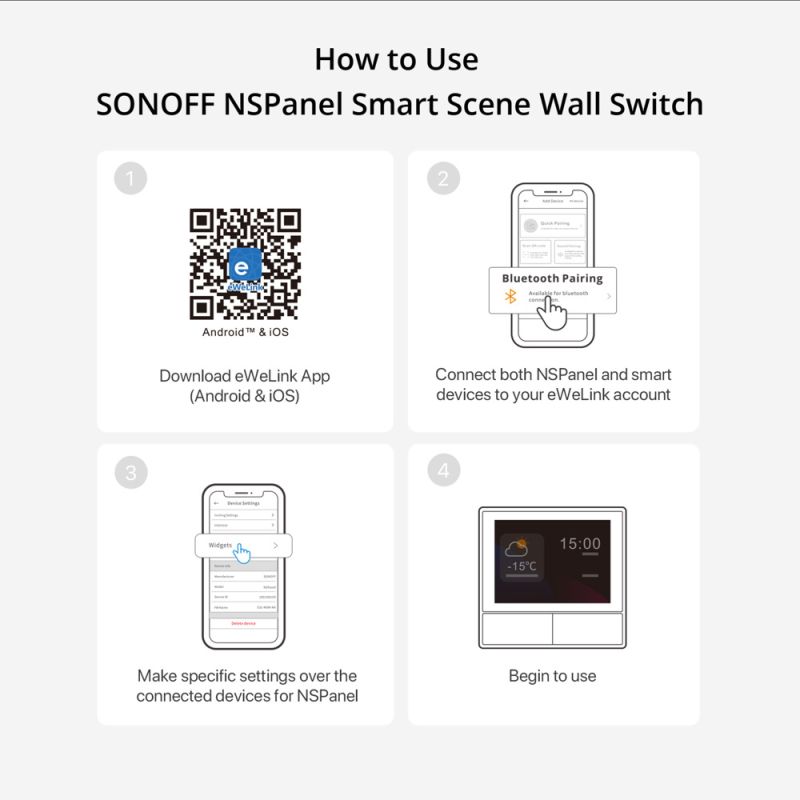SONOFF NSPanel WiFi Scene Smart Switch EU/US Smart Home All-in-One-Steuerung Touchscreen über Ewelink über Alexa Google Home Alice