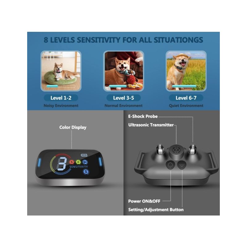 Anti-Bell-Gerät für Hunde, klein, intelligent, elektrisch, Ultraschall, Hundetrainingshalsband, Hund hört auf zu bellen