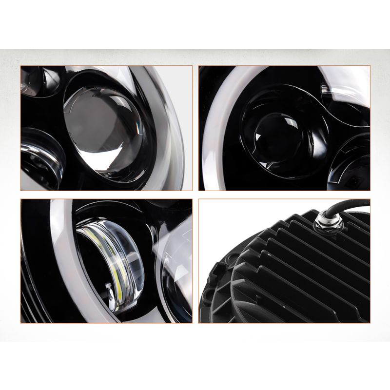 1 Paar CO LIGHT 7-Zoll-LED-Scheinwerfer H4 DRL Runde 7-Zoll-Scheinwerfer mit gelbem und weißem Angel Eye für Jeep Wrangler Lada Niva 4x4 60W