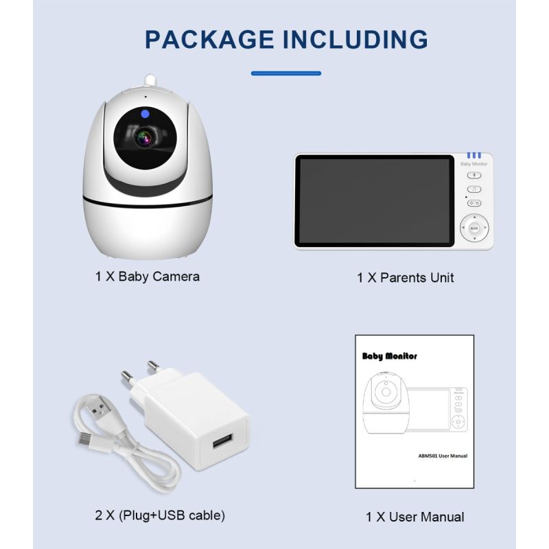 ABM501 Video Baby Monitor 2,4G Wireless mit 5,0 Zoll LCD 2 Weg Audio Sprechen Nachtsicht Überwachung Sicherheit Kamera babysitter