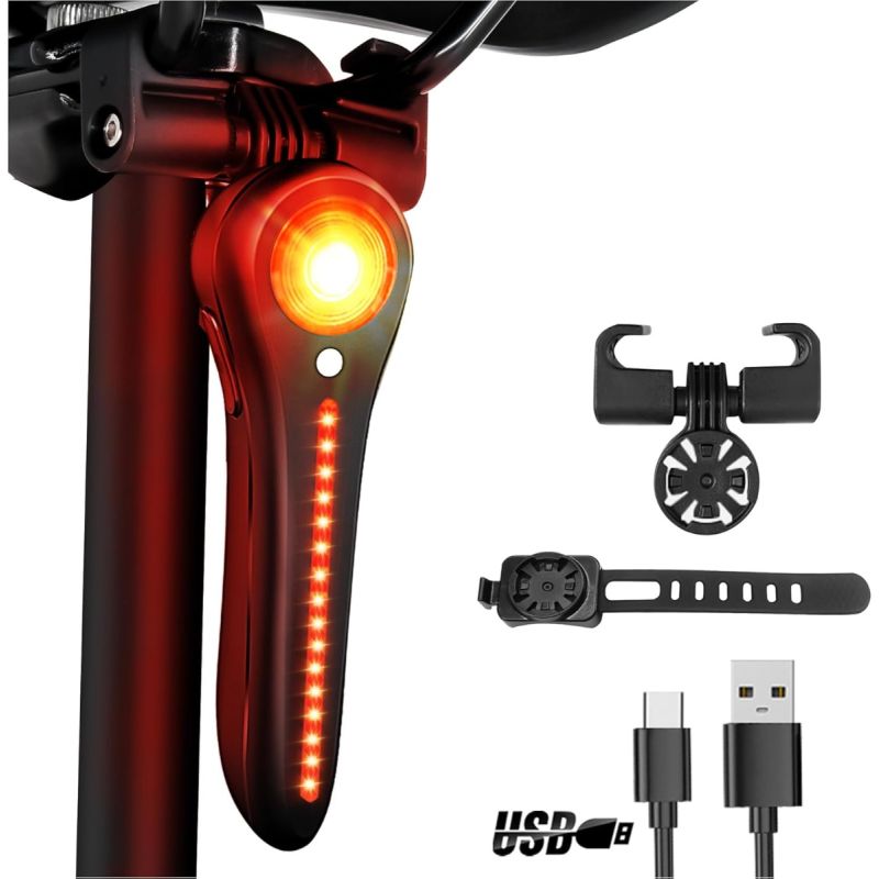 Bike Tail Light Smart USB-C Rechargeable Bicycle Taillight  Super Bright Rear Bike Light for Road Mountain, Cycling Taillight