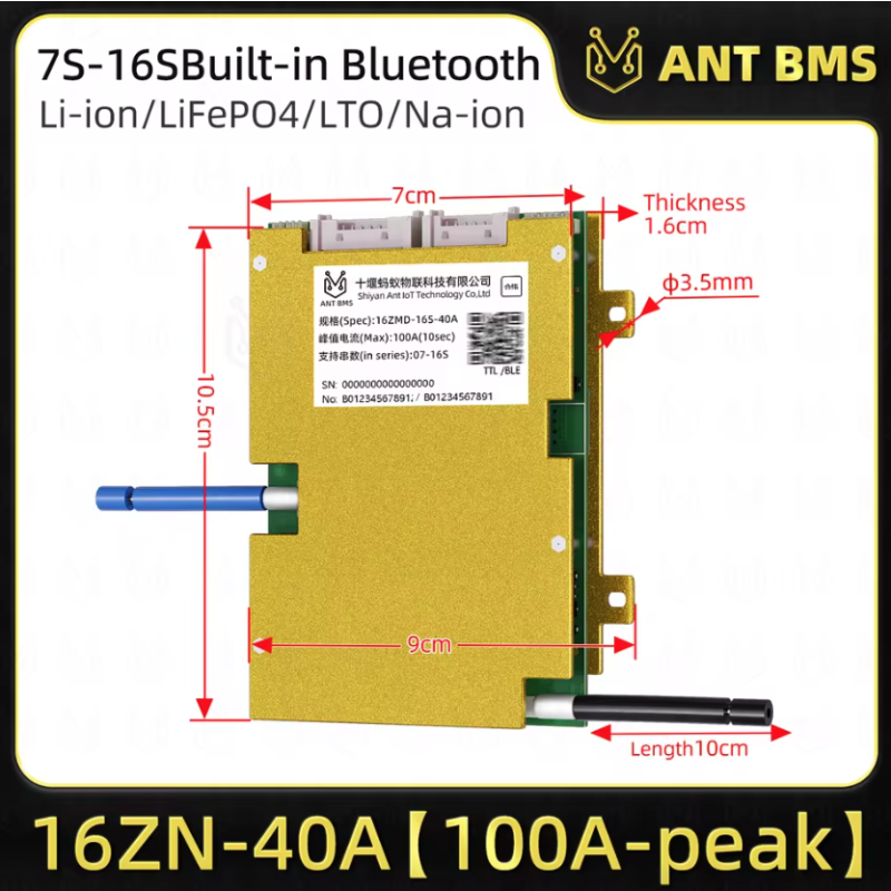 ANT Smart BMS 4S-24S 16S 40A Lifepo4 BMS 10S 13S 48V 30A Li-ion BMS 20S NMC LFP for E-bike E-scooter with Bluetooth Balance BMS