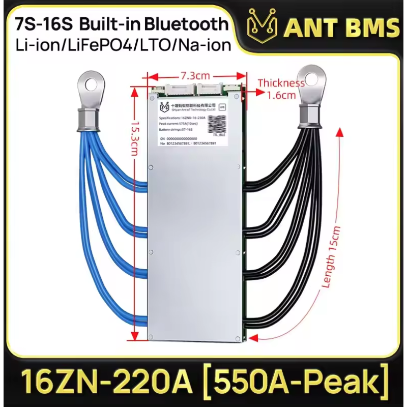 ANT Smart BMS 4S-24S 16S 40A Lifepo4 BMS 10S 13S 48V 30A Li-ion BMS 20S NMC LFP for E-bike E-scooter with Bluetooth Balance BMS