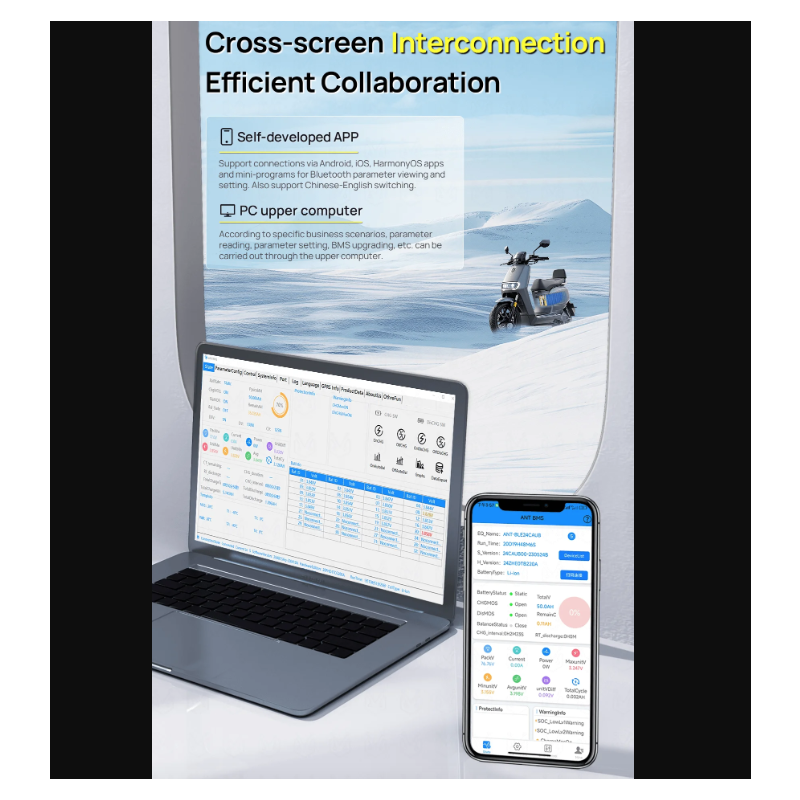 ANT Smart BMS 4S-24S 16S 40A Lifepo4 BMS 10S 13S 48V 30A Li-ion BMS 20S NMC LFP for E-bike E-scooter with Bluetooth Balance BMS