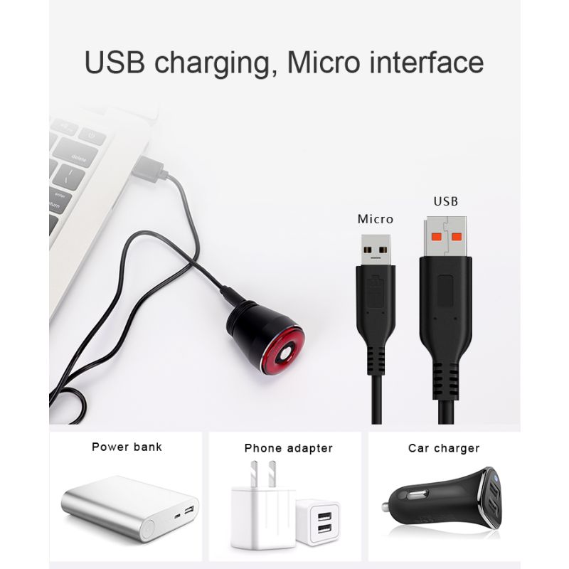 ANTUSI Q5 Smart Fahrrad-Rücklicht, Fahrrad-Rücklicht, automatische Start/Stopp-Bremserkennung, IPx6 wasserdichtes LED-Fahrrad-Rücklicht