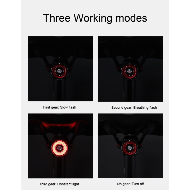 ANTUSI Q5 Smart Fahrrad-Rücklicht, Fahrrad-Rücklicht, automatische Start/Stopp-Bremserkennung, IPx6 wasserdichtes LED-Fahrrad-Rücklicht