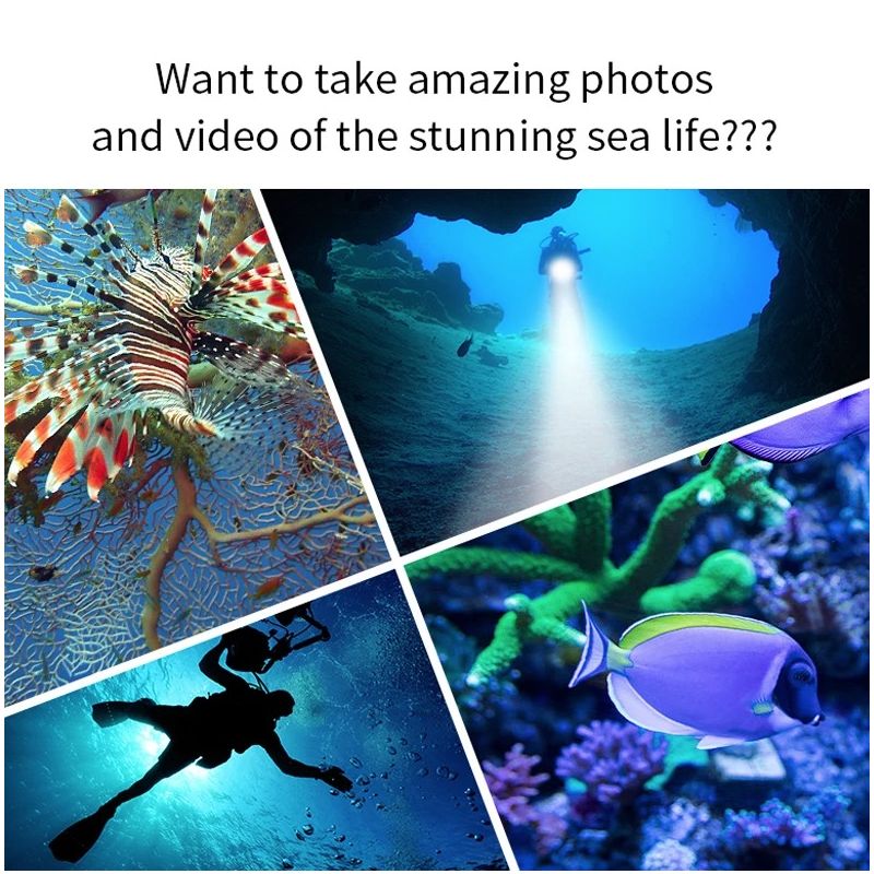 B11 Rot/Blau/Weiß LED Tauchen Taschenlampe 80M Underwanter Licht Fotografie Tauch Laterne