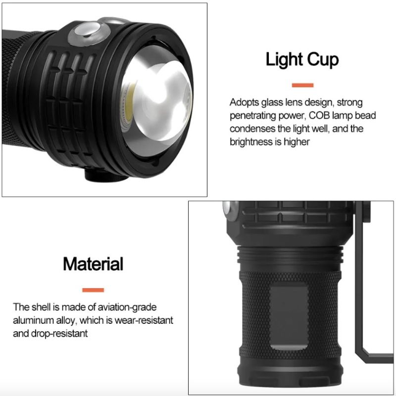 B12 LED Tauchen Taschenlampe 80m Unterwasser Licht Scuba Tauchen Laterne Fotografie Taschenlampe IPX8 Wasserdichte COB Taschenlampe