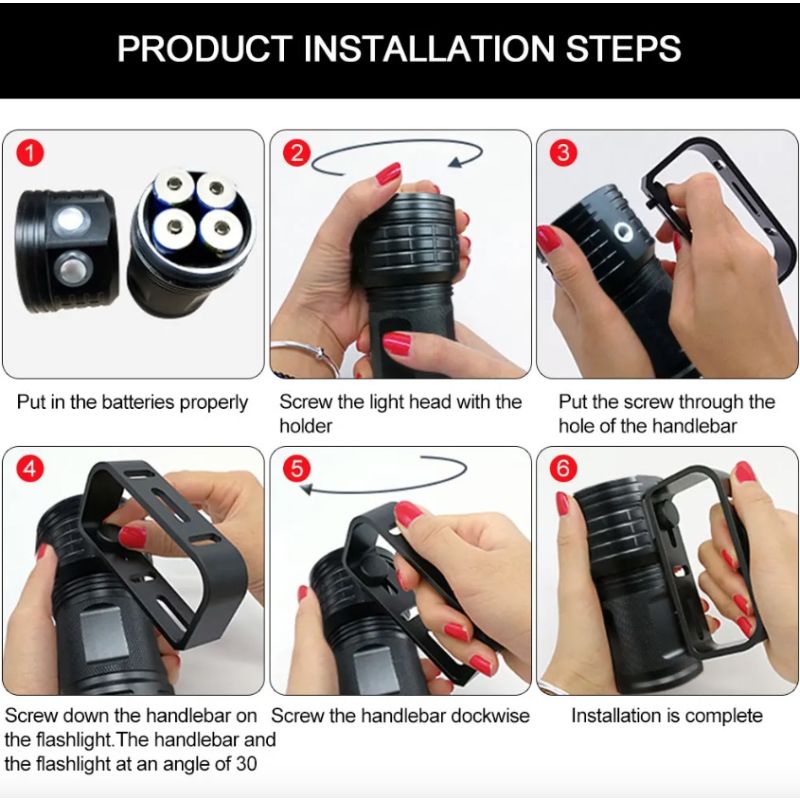 B12 LED Tauchen Taschenlampe 80m Unterwasser Licht Scuba Tauchen Laterne Fotografie Taschenlampe IPX8 Wasserdichte COB Taschenlampe