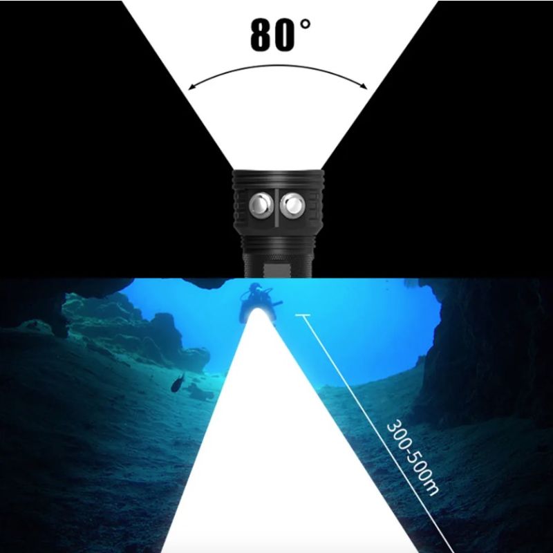B12 LED Tauchen Taschenlampe 80m Unterwasser Licht Scuba Tauchen Laterne Fotografie Taschenlampe IPX8 Wasserdichte COB Taschenlampe
