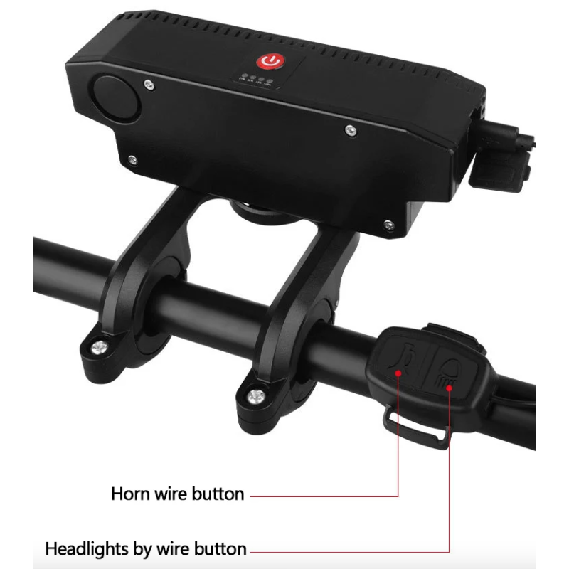 USB wiederaufladbare Fahrrad-Frontleuchte 120dB Radfahren Bike Horn wasserdichte Fahrradklingel Frontleuchte