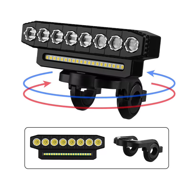 USB wiederaufladbare Fahrrad-Frontleuchte 120dB Radfahren Bike Horn wasserdichte Fahrradklingel Frontleuchte