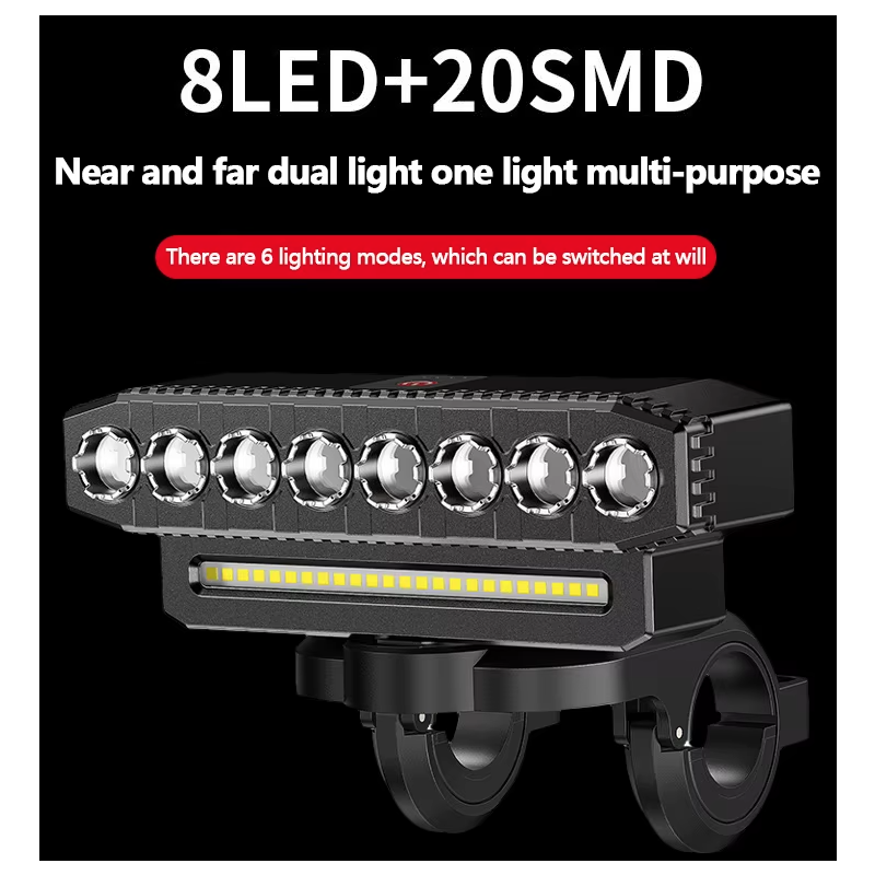 USB wiederaufladbare Fahrrad-Frontleuchte 120dB Radfahren Bike Horn wasserdichte Fahrradklingel Frontleuchte