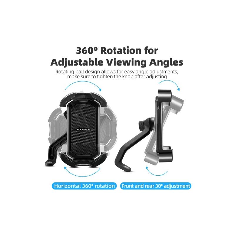 ROCKBROS Fahrradtelefonhalterung 4,7-6,8 Zoll Stoßfest 360 ° drehbar E-Bike Motorrad Fahrradtelefonhalter Fahrradtelefonständer Halterung