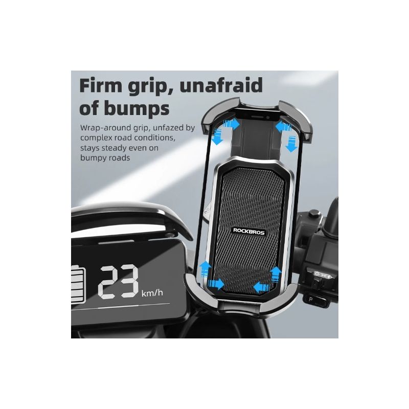 ROCKBROS Fahrradtelefonhalterung 4,7-6,8 Zoll Stoßfest 360 ° drehbar E-Bike Motorrad Fahrradtelefonhalter Fahrradtelefonständer Halterung