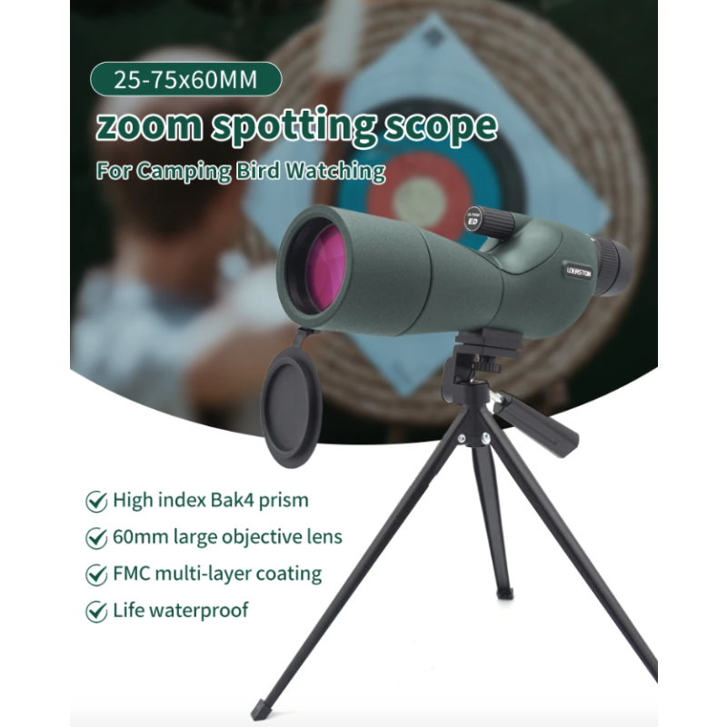 25-75x60 Zoom Spektiv ED Objektiv Leistungsstarke Monokulare Bak4 Prism Teleskop Für Outdoor Camping Vogelbeobachtung
