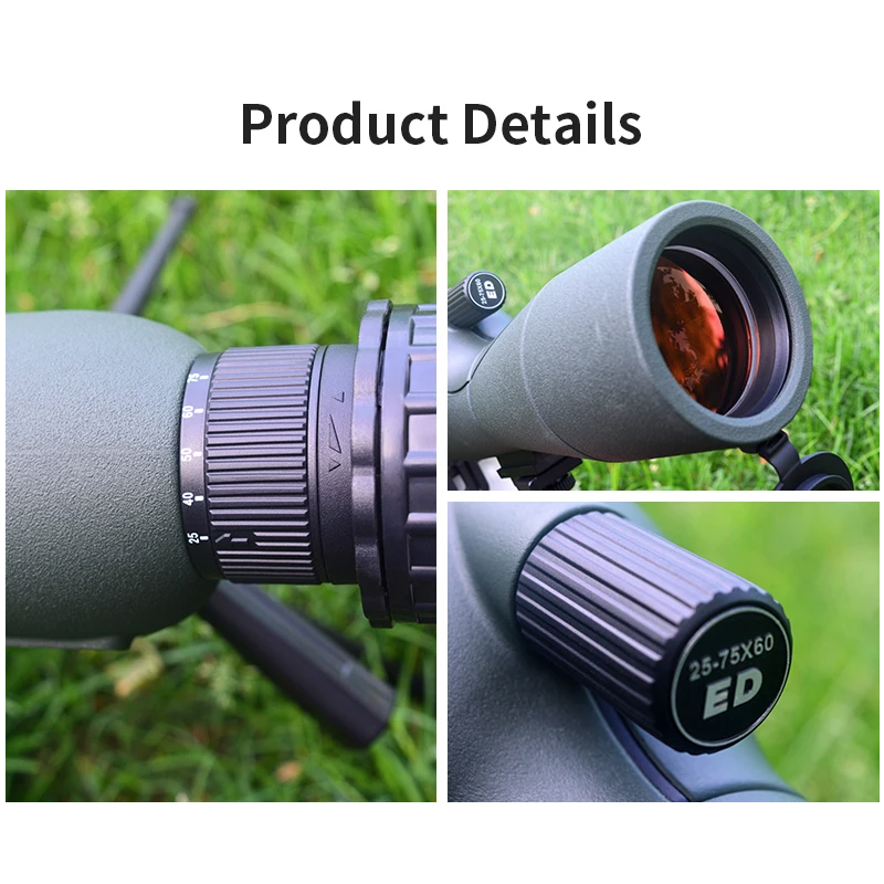 25-75x60 Zoom Spektiv ED Objektiv Leistungsstarke Monokulare Bak4 Prism Teleskop Für Outdoor Camping Vogelbeobachtung