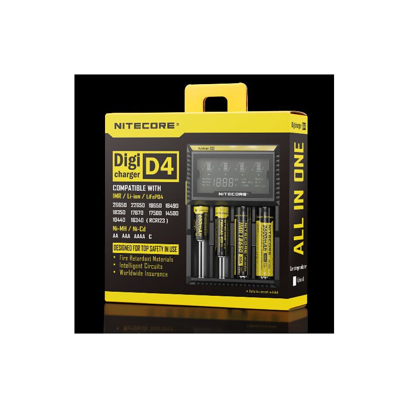 Nitecore D4 Digicharger LCD-Anzeige Batterie Nitecore-Ladegerät Intelligent 2.0 Fit Li-Ion 18650 14500 16340 26650
