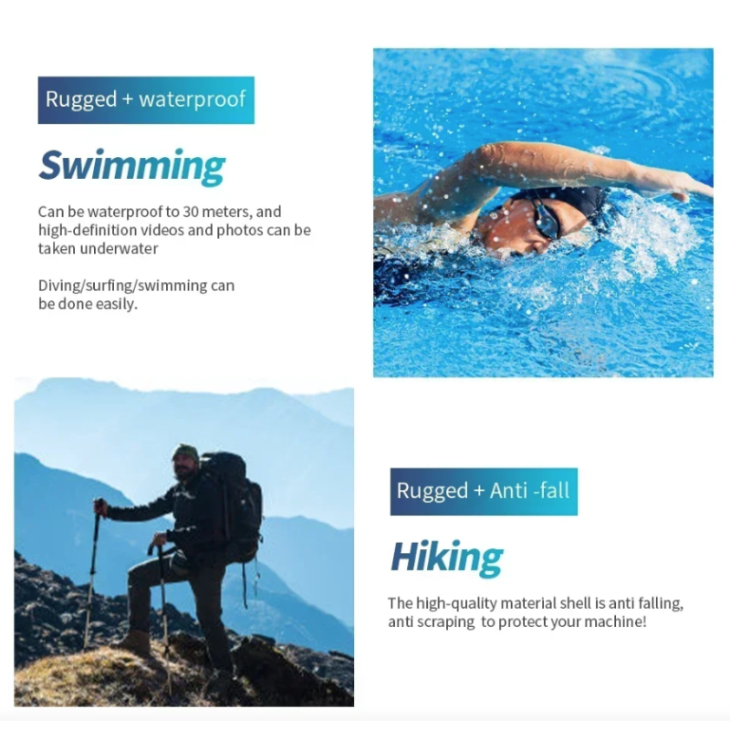 4K Ultra HD Pocket Action Camera 270° Rotatable Vlog Wifi Mini Sports Cam Helmet Travel Bicycle Driver Recorder