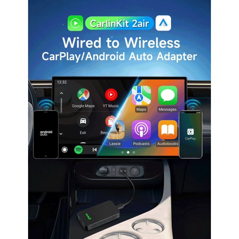 CarlinKit 2air 5.0 CarPlay Wireless Android Auto Wireless Adapter Smart Car Ai Box
