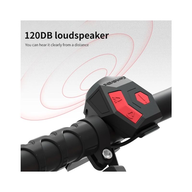 CarryBright CBH3 USB wiederaufladbare elektrische Fahrradklingelhupe 120 dB laute Hupe Mountain Road Radfahren Anti-Diebstahl-Alarmhupe