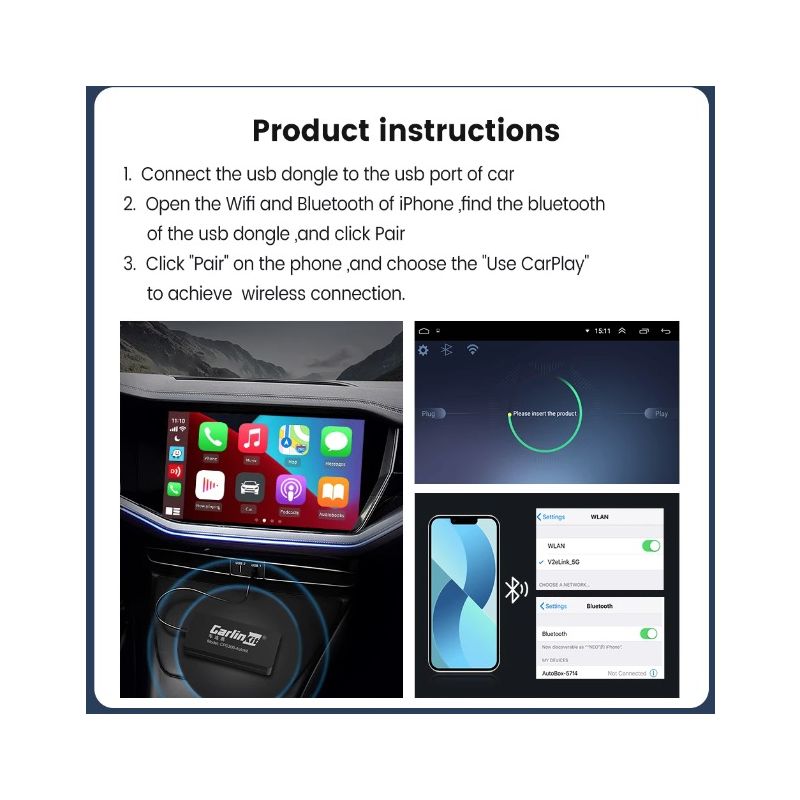 CarlinKit USB verkabelt/kabellos CarPlay Dongle verkabelt/kabellos Android Auto AI Box Mirrorlink BT Auto Connect für Android Autoradio
