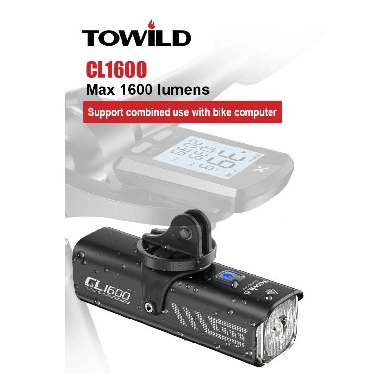TOWILD CL1600 1600LM Fahrradlicht Vorderlampe USB wiederaufladbar LED 21700 5000mAh Fahrradlicht Wasserdichter Fahrradscheinwerfer