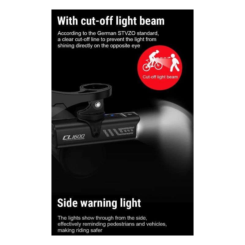 TOWILD CL1600 1600LM Fahrradlicht Vorderlampe USB wiederaufladbar LED 21700 5000mAh Fahrradlicht Wasserdichter Fahrradscheinwerfer