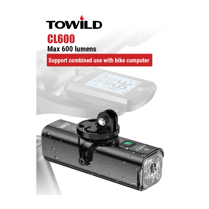 TOWILD CL600 Fahrradlicht Frontlampe USB wiederaufladbare LED 2000mAh Fahrradlicht wasserdichter Scheinwerfer Fahrradzubehör