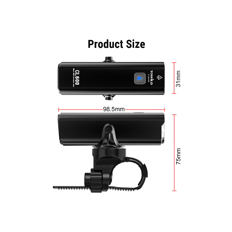 TOWILD CL600 Fahrradlicht Frontlampe USB wiederaufladbare LED 2000mAh Fahrradlicht wasserdichter Scheinwerfer Fahrradzubehör