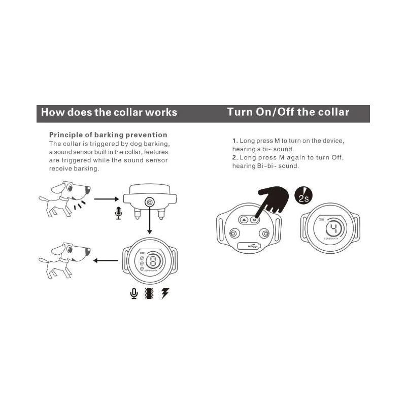 Intelligentes automatisches Anti-Bell-Hundehalsband, wiederaufladbarer Rindenstopper, Hund hört auf zu bellen