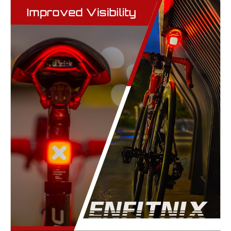 Enfitnix Cubelite III Smart Rücklicht Fahrradbremswarnlicht Ultrahelles Rücklicht USB-Lade-LED-Nachtwarnlicht