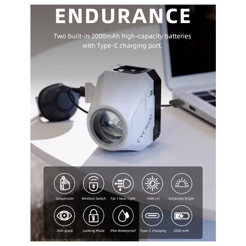 Hängen Cut-off Kabel Bike Front Lichter 1600LM Fahrrad Drahtlose Intelligente Fernbedienung Scheinwerfer Hohe