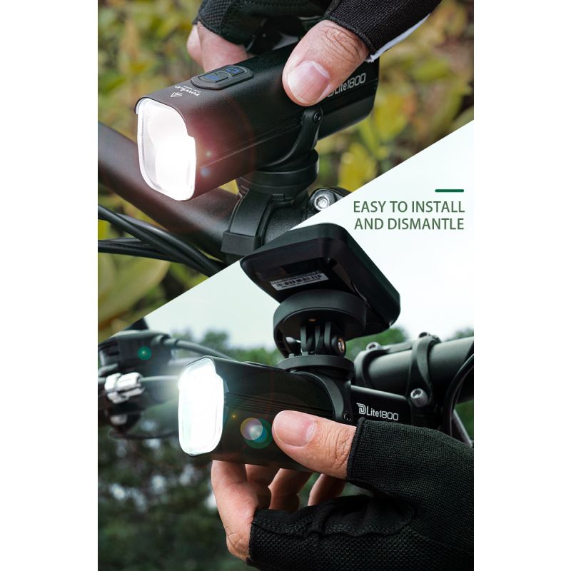 TOWILD DLite 1800 USB wiederaufladbare Fahrradlicht-Frontlampe LED 21700 5000 mAh Fahrradlicht Wasserdichter Fahrradscheinwerfer