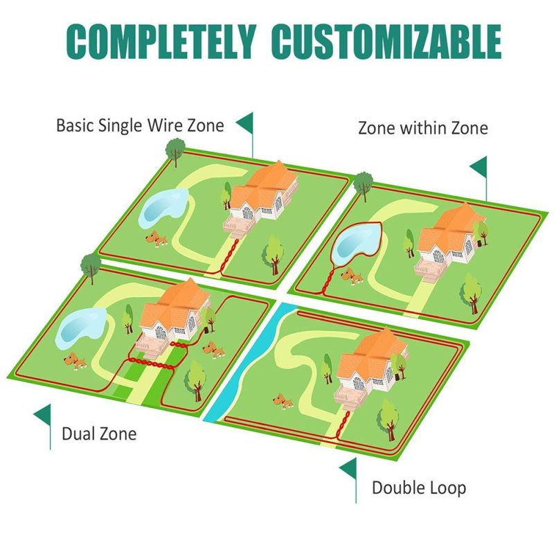 Drahtloses elektrisches Hundezaunsystem, wiederaufladbares, wasserdichtes Trainingshalsband, drahtloser elektrischer Haustierzaun für Hunde