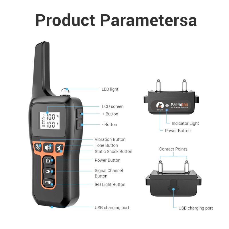 1000m Elektrische Hund Ausbildung Kragen Fernbedienung Ausbildung Kragen Für Haustier Wiederaufladbare Hund Antibell Stoppen Schock Kragen