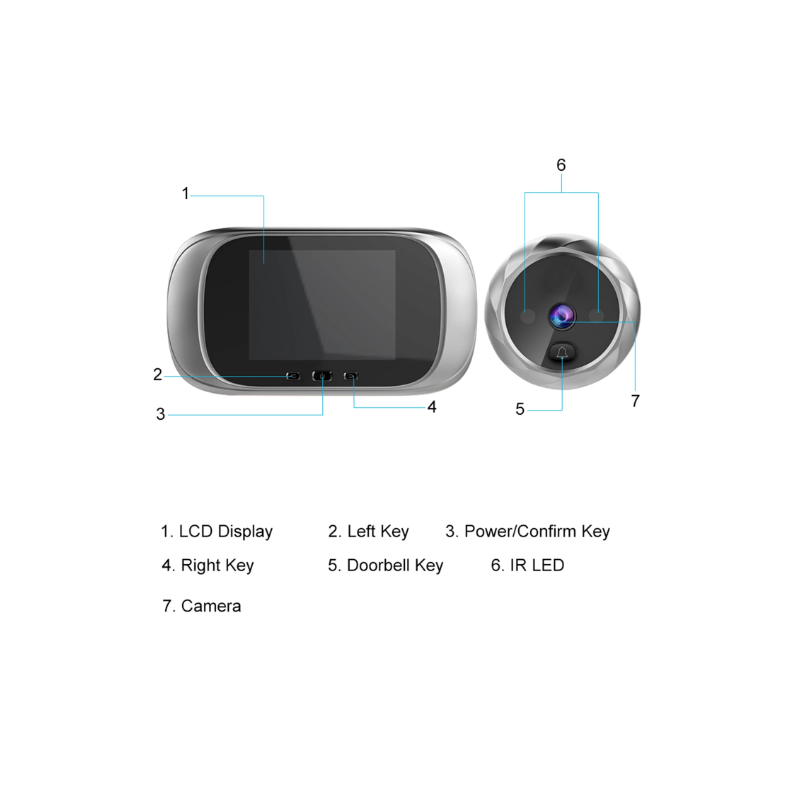 Digitaler Türspion, Türspionkamera, Türklingel, 2,8-Zoll-Nachtsicht-Fotoshooting, digitale Türüberwachung für die Sicherheit zu Hause