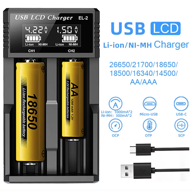 USB LCD Batterie Smart Ladegerät Für 18650 3,7 V Wiederaufladbare Lithium-Batterie Für 1,2 V NI-MH AA / AAA Batterie