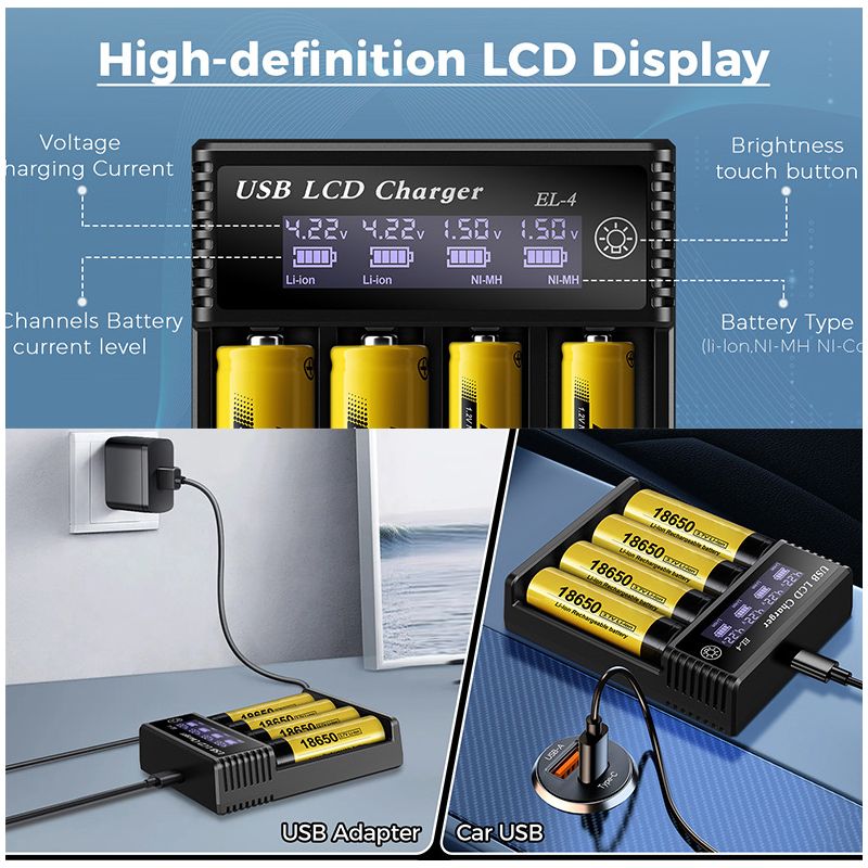 USB LCD Batterie Smart Ladegerät Für 18650 3,7 V Wiederaufladbare Lithium-Batterie Für 1,2 V NI-MH AA / AAA Batterie