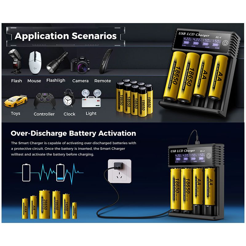 USB LCD Batterie Smart Ladegerät Für 18650 3,7 V Wiederaufladbare Lithium-Batterie Für 1,2 V NI-MH AA / AAA Batterie