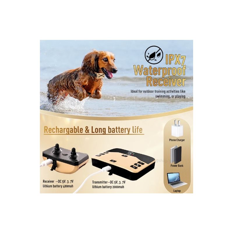 Kabelloses elektronisches Hundezaun- und Elektroschocker-Trainingshalsband für Haustiere