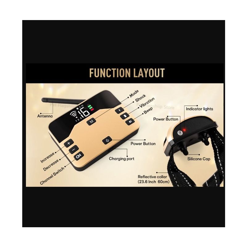 Kabelloses elektronisches Hundezaun- und Elektroschocker-Trainingshalsband für Haustiere
