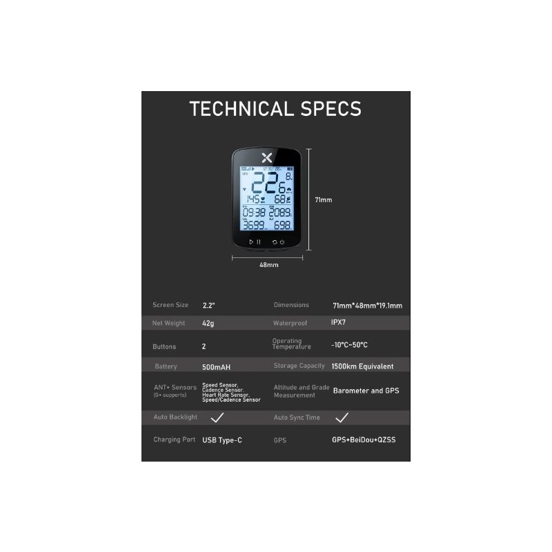 xoss G+ G2 Fahrradcomputer, GPS-Generation, kabelloser Tachometer, Tracker, Kilometerzähler