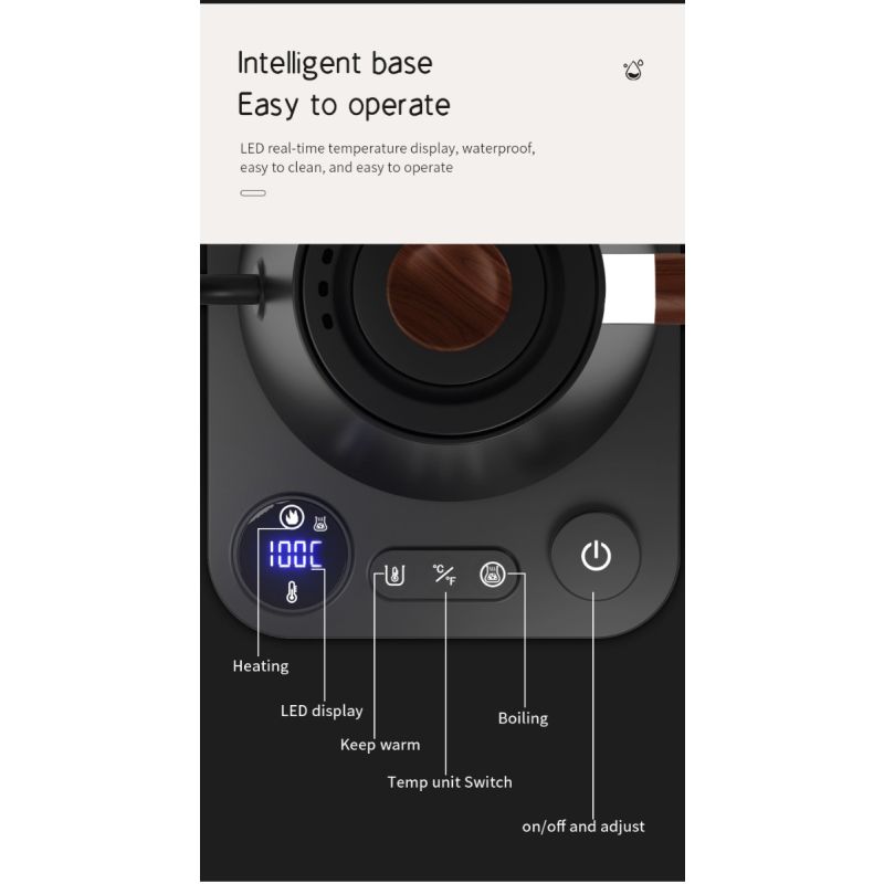 Elektrischer Schwanenhals-Wasserkocher, Echtzeit-Temperaturregelung, Warmwasserboiler