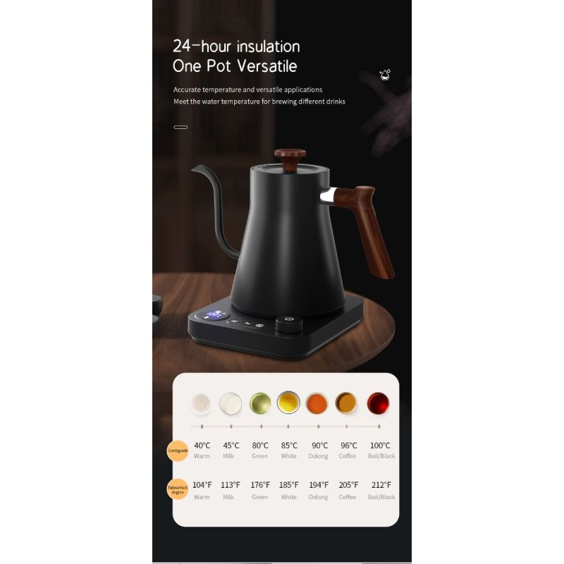 Elektrischer Schwanenhals-Wasserkocher, Echtzeit-Temperaturregelung, Warmwasserboiler