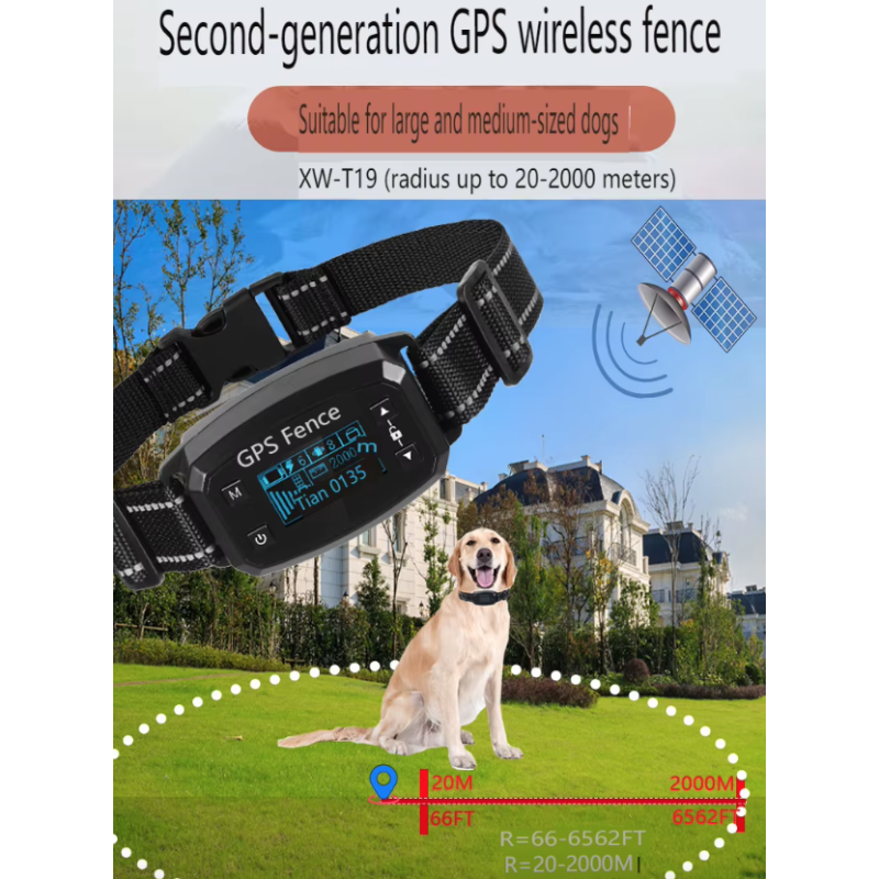 Drahtloses GPS-Hundezaunsystem, intelligentes elektrisches automatisches Bellstoppgerät, Schockhalsband für das Hundetraining mit OLED-Bildschirm