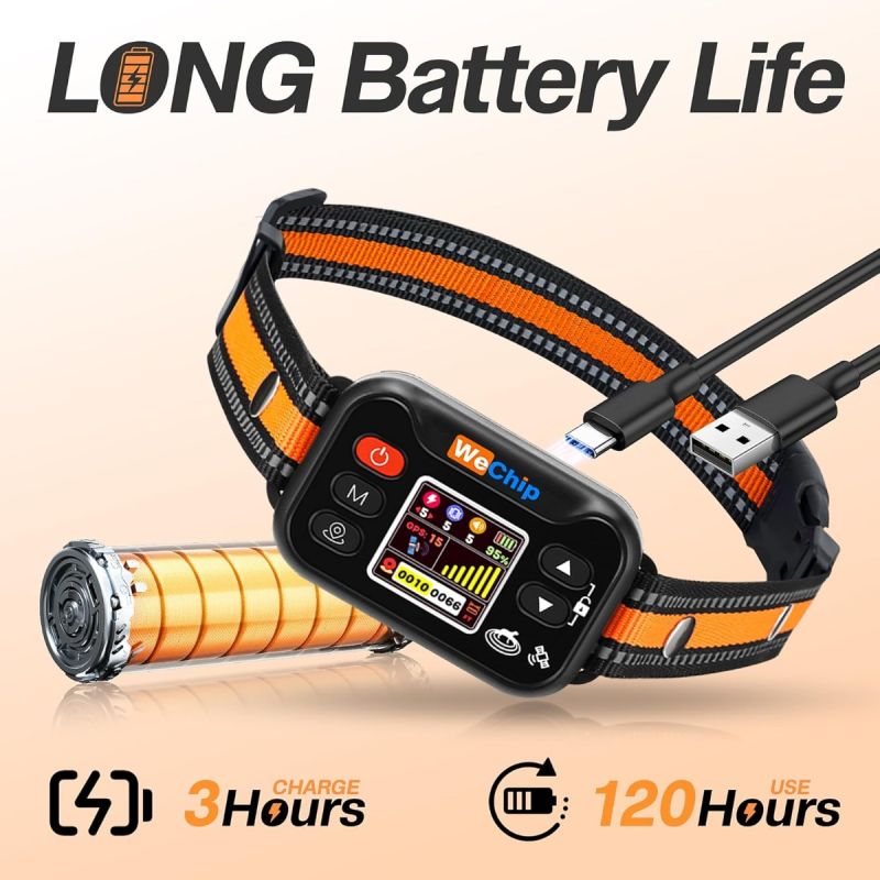 Wireless Dog Fence Collar, GPS Pet Containment System, Rechargeable Dog Bark Collar , Waterproof Anti Barking Trainer, for Dogs 15-120 lbs