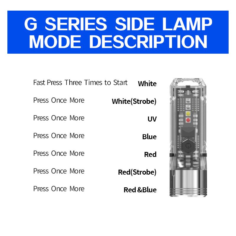 GT13 TIKI Mini Schlüsselanhänger Licht USB-wiederaufladbare tragbare Beleuchtung UV-Licht für den Außenbereich