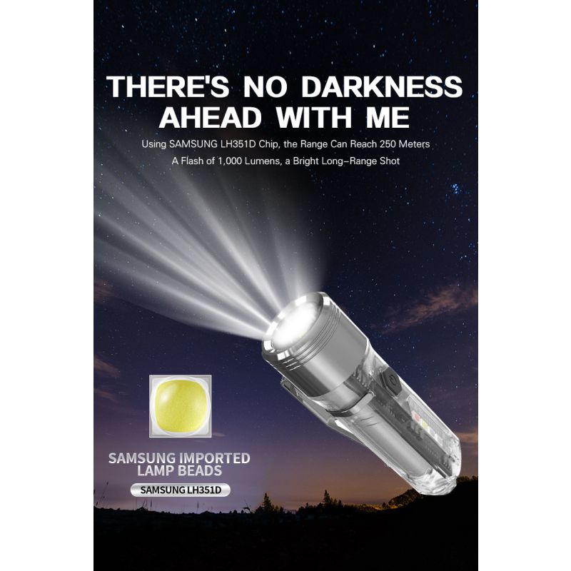 GT13 TIKI Mini Schlüsselanhänger Licht USB-wiederaufladbare tragbare Beleuchtung UV-Licht für den Außenbereich